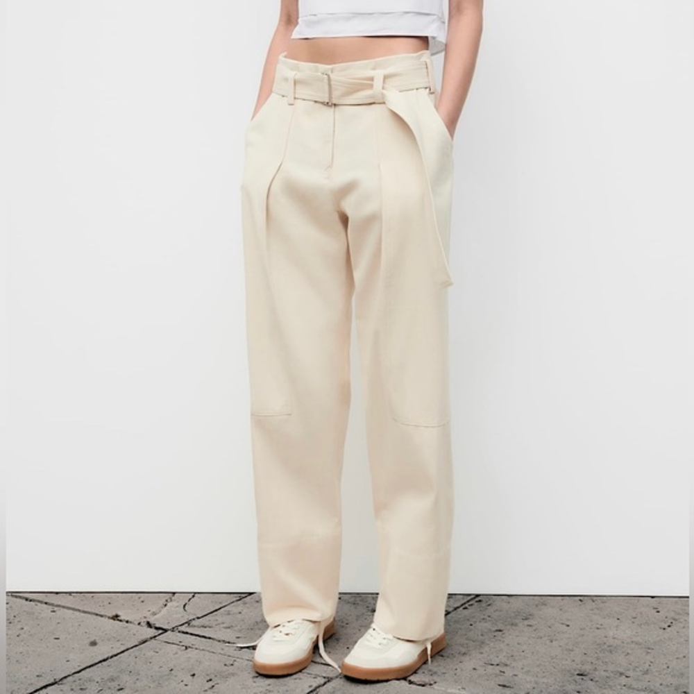 ZARA BELTED‎ COTTON PANTS